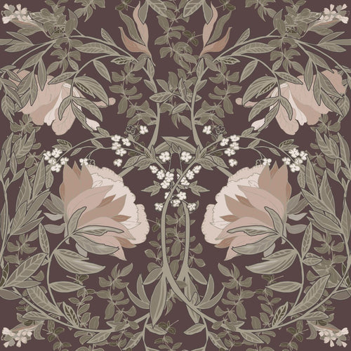 ESTAhome behang vintage bloemen in art nouveau stijl aubergine paars - 50 x 900 cm - 139694 - vtwonen shop