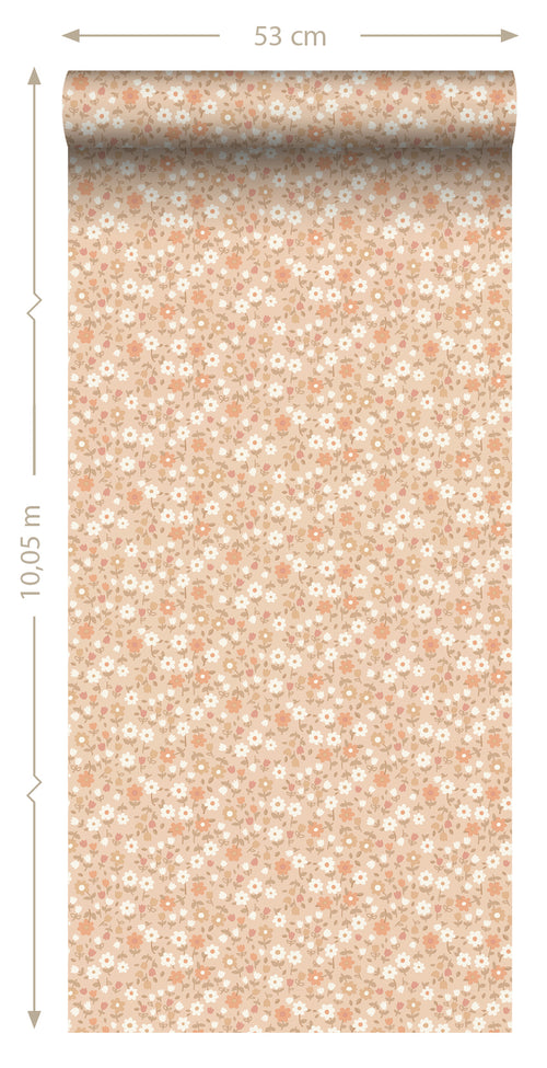 ESTAhome behang bloemetjes licht terracotta - 53 cm x 10.05 m - 139580