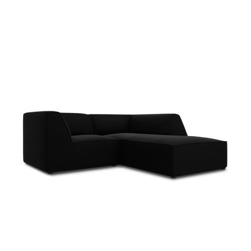 Cosmopolitan Design - Modulaire hoekbank rechts Siena 3-zits, flueel zwart - 180x186x69cm