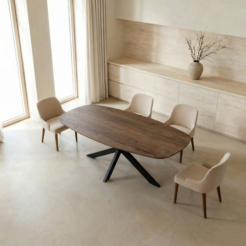 Giga Meubel Eettafel Jaimy - Deens Ovaal Donkerbruin Hout - 200x100x76cm