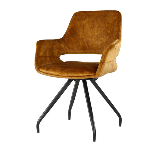 Livingfurn eetkamerstoel Capp Oker - stof - 2 stuks