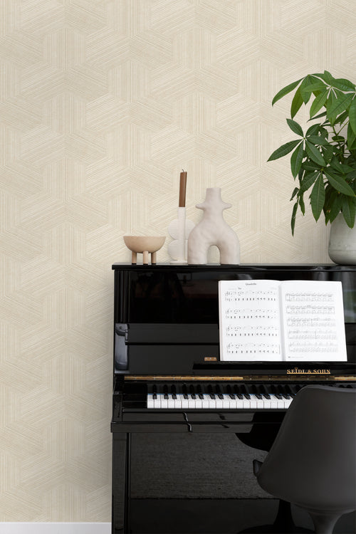 Origin Wallcoverings eco-texture vliesbehang grafisch 3D motief lichtbeige - 50 x 900 cm - 347941 - vtwonen shop