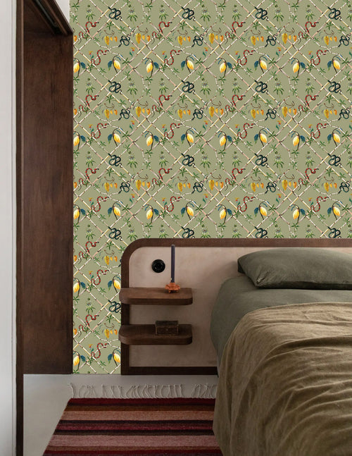 Catchii Behang Cacao Estate Olive Green