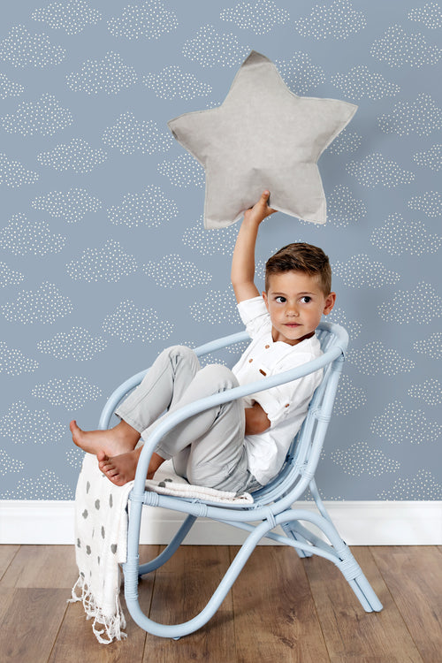 ESTAhome behang wolkjes blauw - 50 x 900 cm - 131224 - vtwonen shop