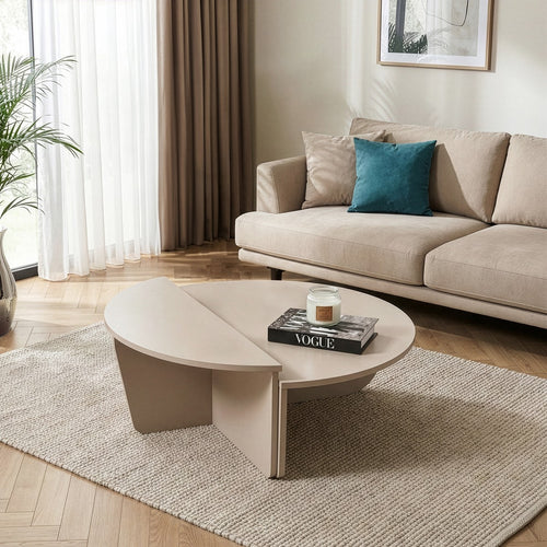 Calicosy - ORION Set van 2 salontafels - Licht hout - 90x90x35 cm