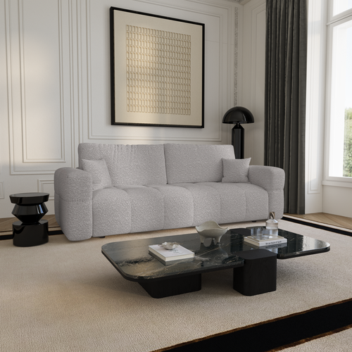 Premium Interiors - Slaapbank met opbergruimte VIBE - bouclé-stof lichtgrijs 247cm