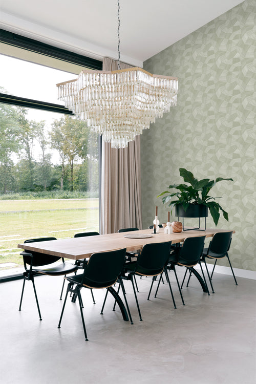 Origin Wallcoverings behang grafisch 3D motief licht vergrijsd groen - 0.53 x 10.05 m - 347984 - vtwonen shop