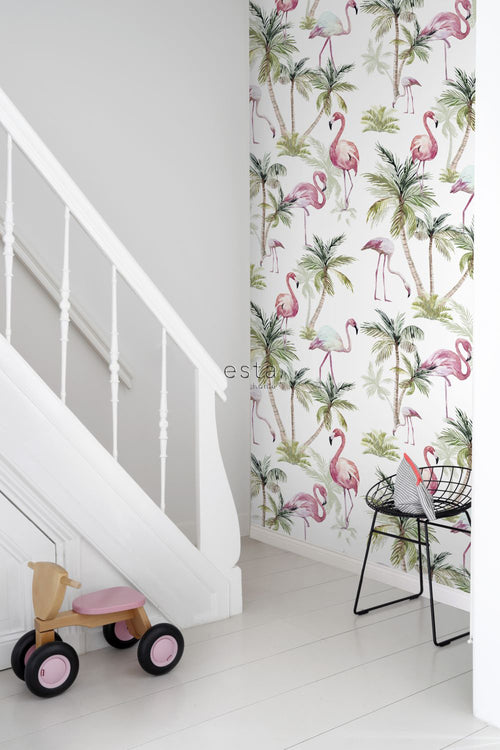 ESTAhome XXL behang flamingo's roze - 50 x 900 cm - 158844 - vtwonen shop
