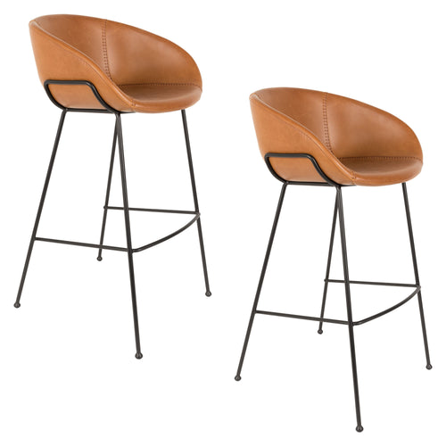 Zuiver Feston Barkrukken rugleuning 76 cm Bruin - Set van 2
