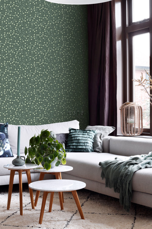 ESTAhome behang bloemmotief donkergroen - 50 x 900 cm - 139593 - vtwonen shop