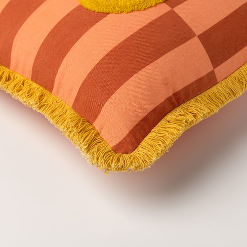 CIAO - sierkussen 30x50 cm - gestreept - 100% katoen - Melon - roze, oranje