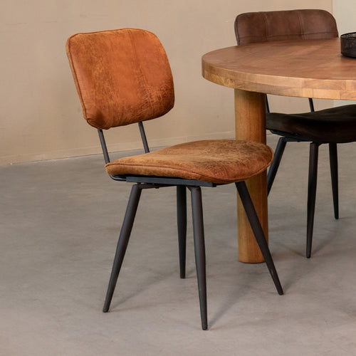 LABEL51 Eetkamerstoel Fos - Cognac - Zithoogte 50cm - Set van 2 - vtwonen shop