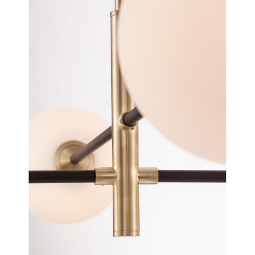 Merano Cranbrook 4-lichts multi-arm hanglamp satijn goud, zwart metaal wit opaal glas LED G9 220 Volt