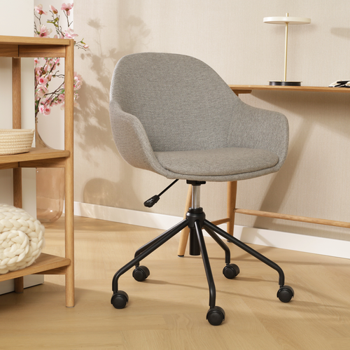 Nolon Nout-Mae Bureaustoel Warm Grijs - Armleuning - Zwart Onderstel - vtwonen shop