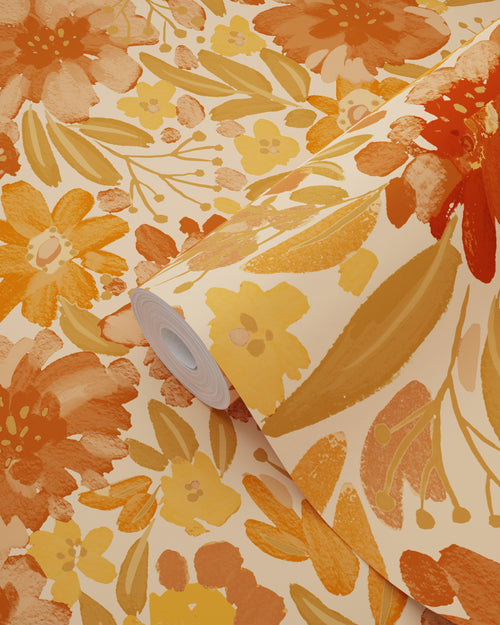 ESTAhome behang bloemen terracotta - 50 x 900 cm - 132194