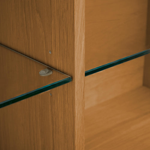 Furnhouse 3-deurs wandkast Kerteminde - Natuurlijk eikenhout - MDF, Eikenfineer, Glas - 37x160x60