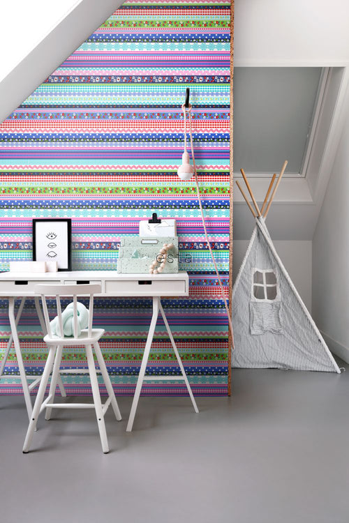 ESTAhome fotobehang strikjes meerkleurig - 100 x 279 cm - 158107 - vtwonen shop
