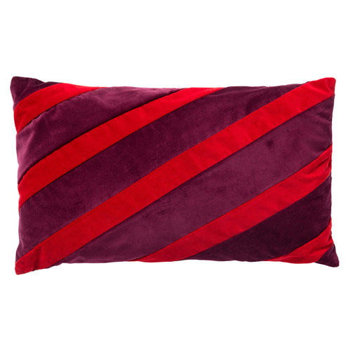 VEGAS - sierkussen 30x50 cm - fluweel - gestreept - Chili Pepper - rood