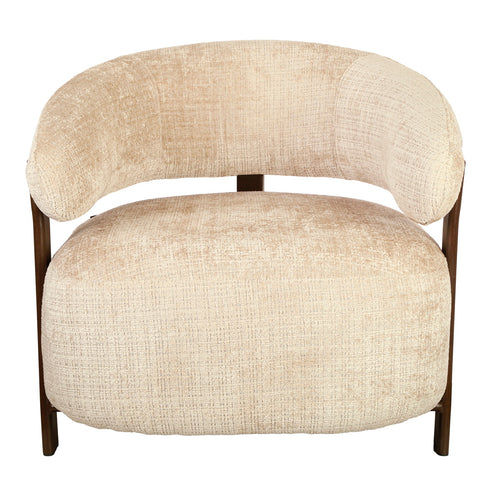 DÉJA Living Fauteuil Kalmar - Taupe/Walnoot Stof - 76x71x70cm - vtwonen shop
