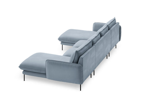 Cosmopolitan Design Panoramische bank Vienna 6-zits, flueel, lichtblauw - 170x350x95cm