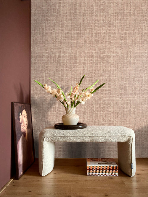 Origin Wallcoverings behang geweven linnenstructuur licht terracotta - 50 x 900 cm - 348053