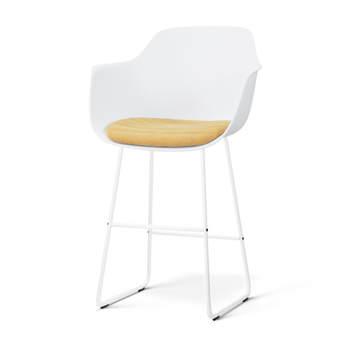 Nolon Nino-Liz barkruk wit met warm oker zitkussen - wit onderstel - 75 cm