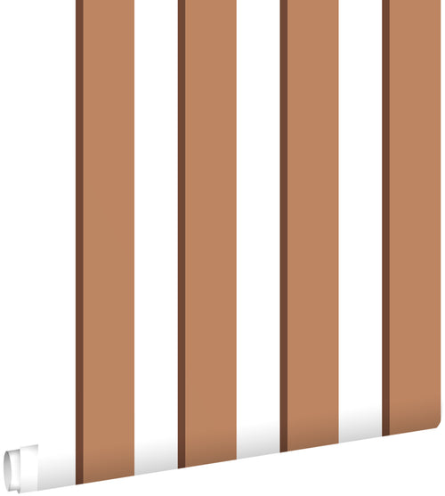 ESTAhome behang strepen terracotta en wit - 50 x 900 cm - 131910