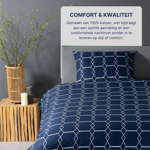 Katoenen Dekbedovertrek - Graphic Navy
