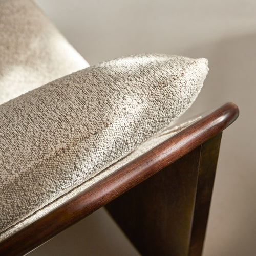 Tikamoon Fauteuil in massief mindihout en ecru stof - Beige
