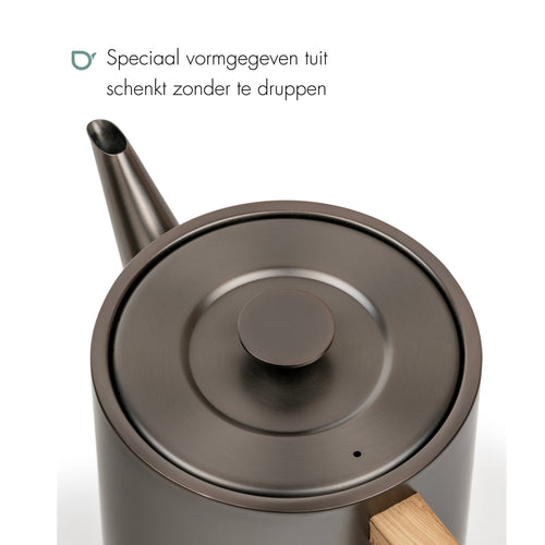 Bredemeijer - Dubbelwandige theepot Narvik - 1,1 liter - Metallic grijs - Met filter