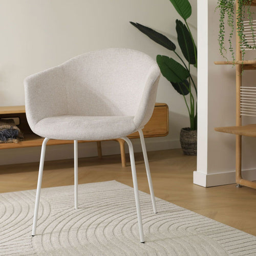 Nolon Nora-Otis Eetkamerstoel Beige - met Armleuning - Wit - vtwonen shop