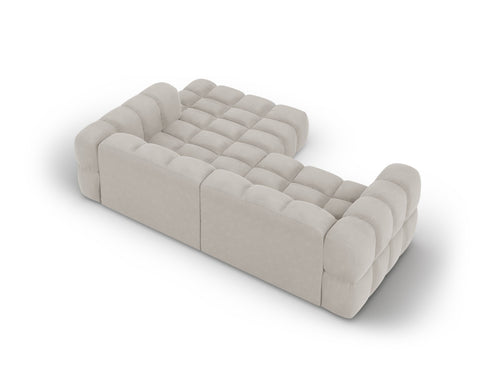 Cosmopolitan Design Modulaire hoekbank rechts Sky 3-zits, flueel, lichtbeige - 162x244x70cm