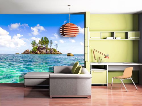 Sanders & Sanders fotobehang zeezicht blauw, groen en beige - 375 x 270 cm - 600486