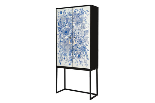 Kast dressoir met 2 deuren van MDF met blauw bloemenmotief - vtwonen shop