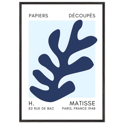 Artfulprints Poster met Lijst Matisse – Ocean petals navy blue I   - 70x100 cm - Blauw
