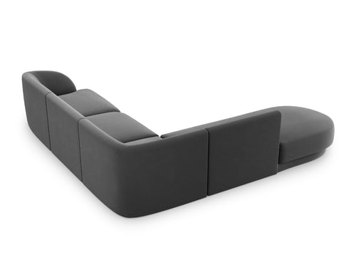 Micadoni linker hoekbank Miley 6-zits, flueel, grijs - 248x255x70cm