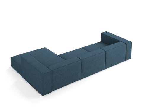 Cosmopolitan Design rechter hoekbank Arendal 4-zits, chenille met ribbeleffect, marineblauw - 166x284x70cm