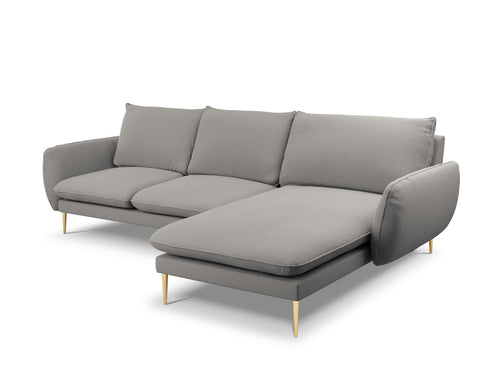 Cosmopolitan Design rechter hoekbank Vienna 5-zits, boucle, grijs - 170x255x95cm