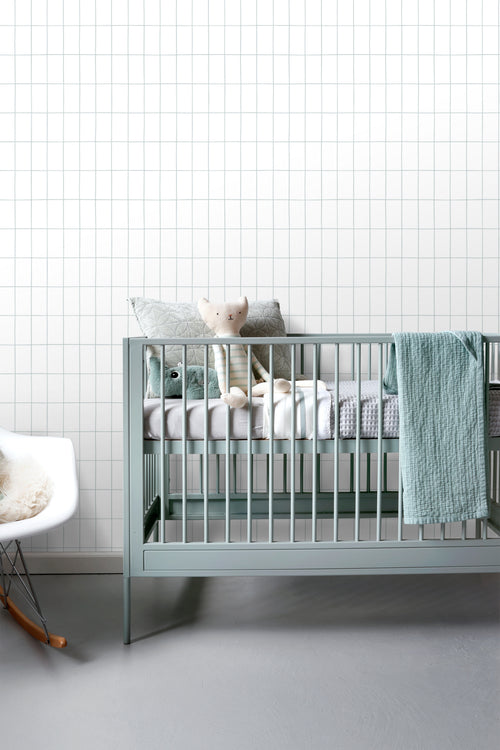 ESTAhome behang kleine tegeltjes vergrijsd blauw - 53 cm x 10.05 m - 139029