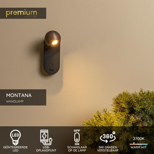 Lucide wandlamp MONTANA - Geïntegreerde LED - Koffie - vtwonen shop