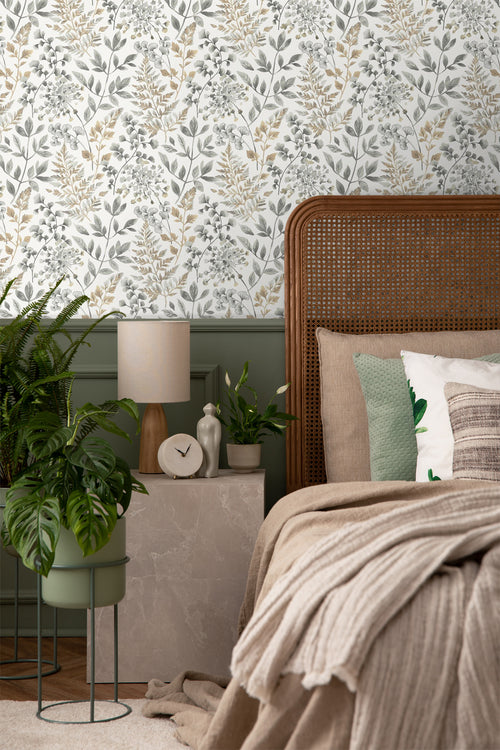 Borastapeter behang bladeren grijs en beige - 53 cm x 11.2 m - 660120