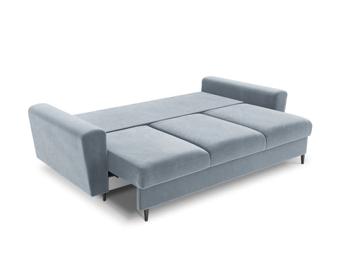 Cosmopolitan Design Slaapbank met opbergdoos Kyoto 3-zits, flueel, lichtblauw - 100x235x88cm