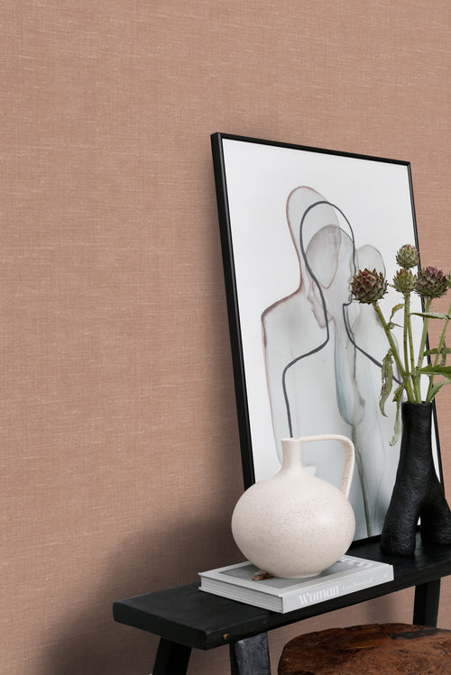 Origin Wallcoverings behang linnenstructuur terracotta - 0.53 x 10.05 m - 348013 - vtwonen shop