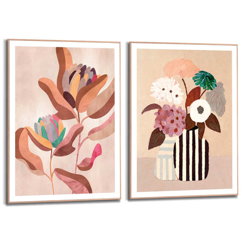 Reinders Bloemen schilderijen set -  roze - hobbyruimte - 70x50cm