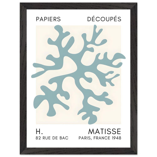 Artfulprints Poster met Lijst Matisse – Dreamy coral flower turquoise   - 30x40 cm - Turquoise