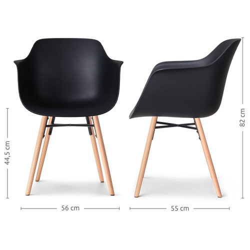 Nolon Nena-Puk Eetkamerstoelen Set van 2 - Zwart - Houten Poten - vtwonen shop