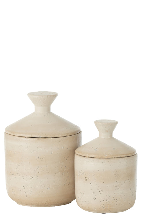 J-Line voorraadpot decoratief olina - cement - creme - large - vtwonen shop