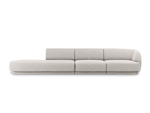 Micadoni linker bank Miley 4-zits, chenille, lichtgrijs - 90x323x70cm