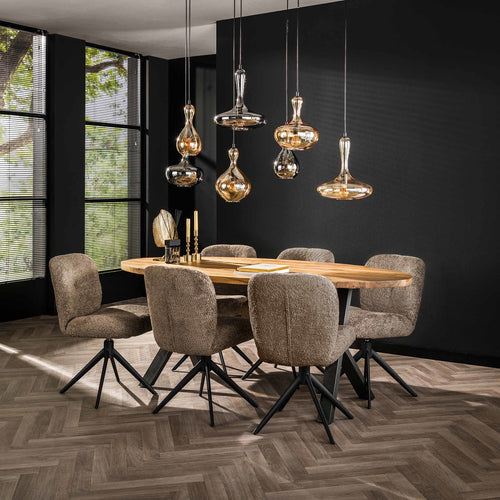 Giga Meubel Eetkamerstoel Comfort - Taupe Bouclé - Draaibaar - Set van 2 - vtwonen shop