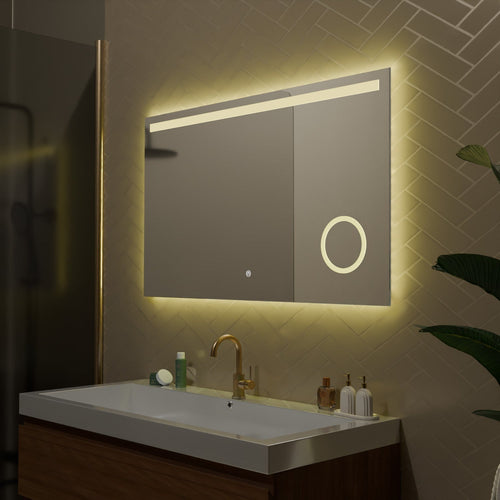LOMAZOO badkamerspiegel Riviera - met LED verlichting & make up spiegel - rechthoekig - 100 x 60 cm